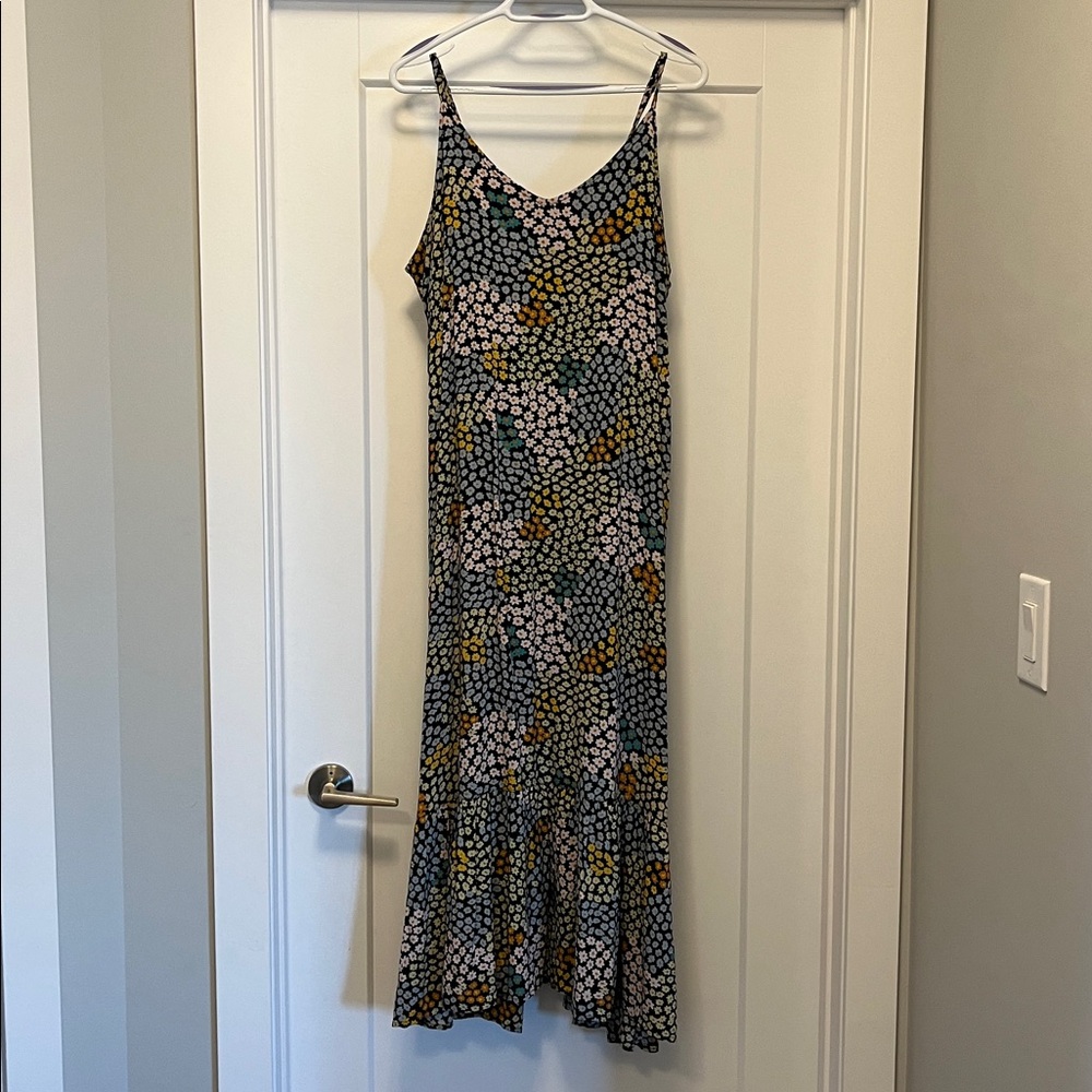 Tribal Black and White Floral Midi Dress